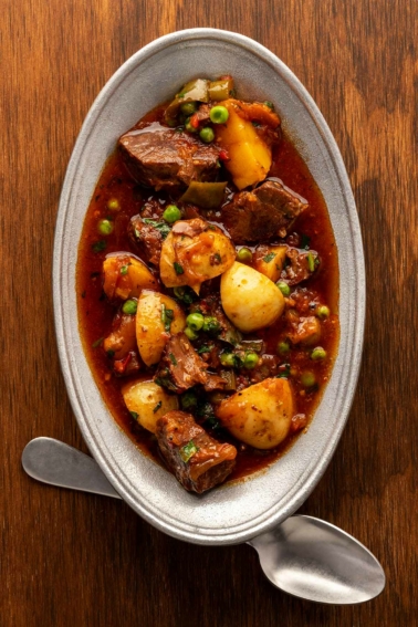 A North African venison stew in a serving bowl