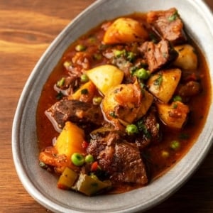 North African venison stew recipe in a serving bowl