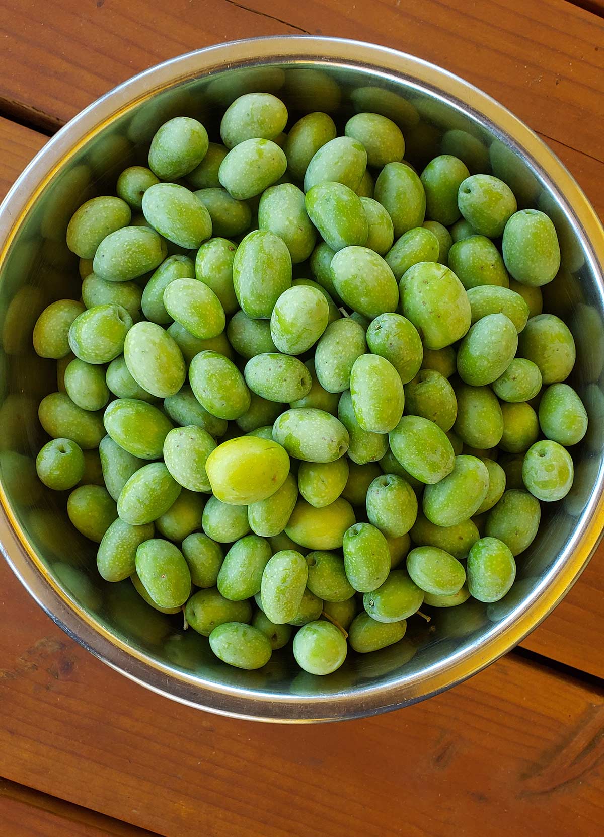 A bowl of green olives