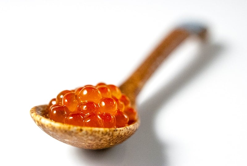 A spoonful of homemade caviar