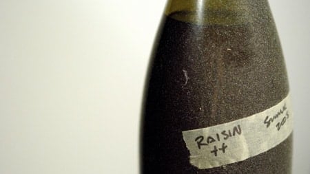 A dusty bottle of raisin wine