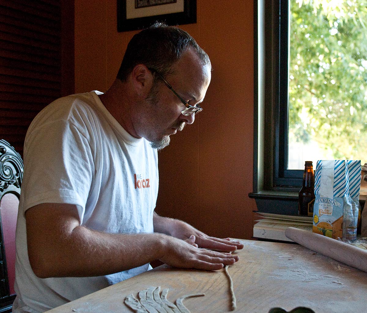 Hank Shaw making pici pasta. 