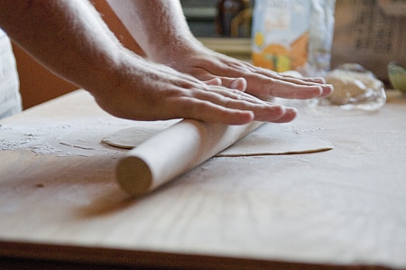 rolling pici dough