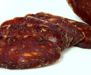 Slices of cacciatore salami