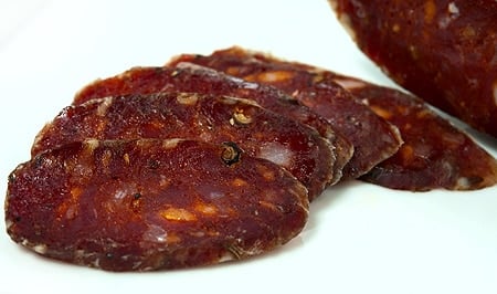 Slices of cacciatore salami