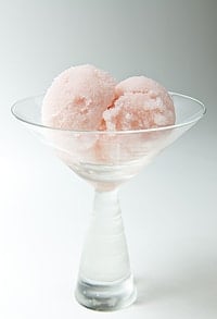 A parfait glass of gooseberry sorbet