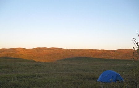 Camping in the North Dakota prairie.