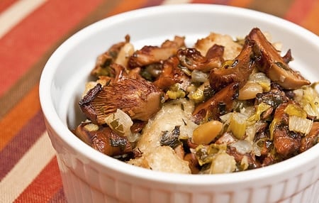 Chanterelle stuffing in a ramekin