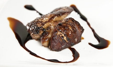 seared wild duck liver with balsamic vinegar