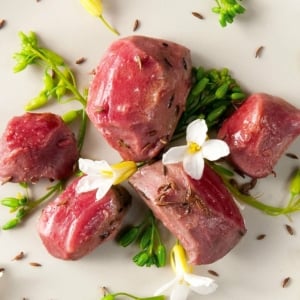 duck gizzard confit on a plate