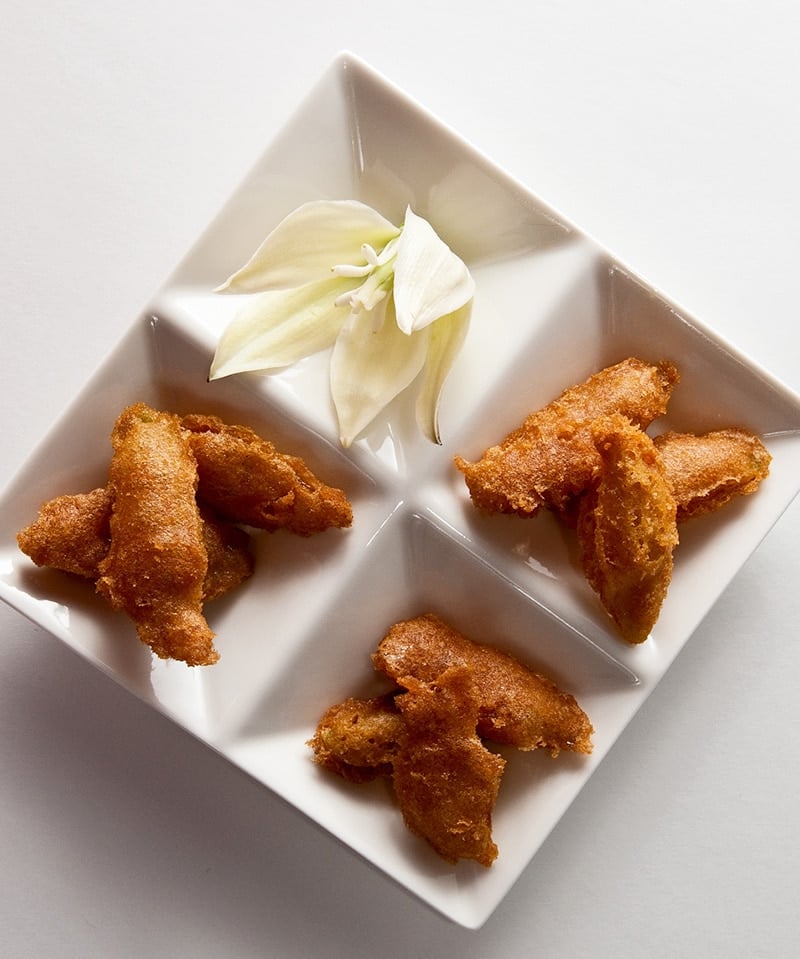 fried yucca flowers in appetizer bowl