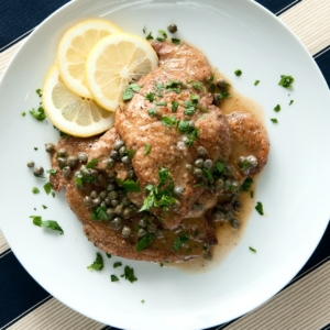 Finished pheasant piccata recipe on the plate