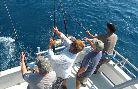 three of us hook into tuna in North Carolina