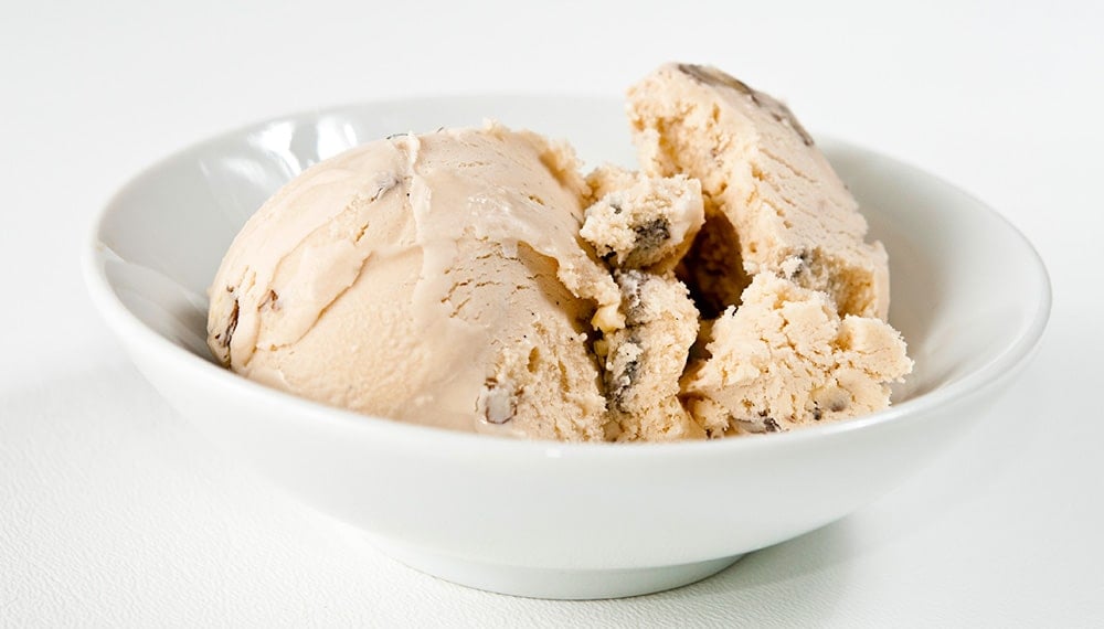 black walnut ice cream recipe, in a white bowl