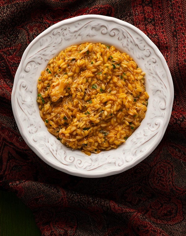 crab risotto in a bowl