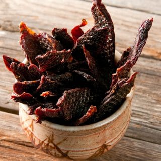 Finished duck jerky recipe in a bowl