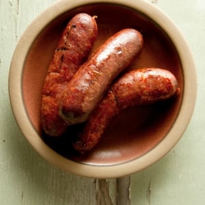 A plate of andouille sausage.