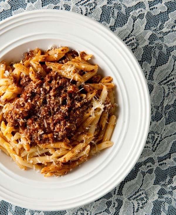 Authentic bolognese recipe over pasta