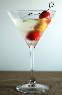 Elderflower martini in a glass. 