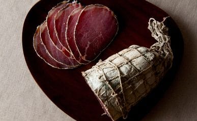 Finished bresaola, with slices.