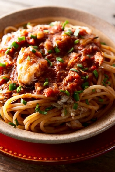 spaghetti with crab sauce