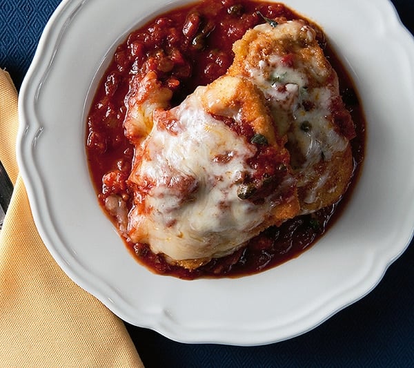 Turkey parmesan on a plate