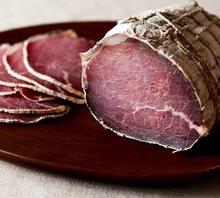 Finished bresaola, with slices.