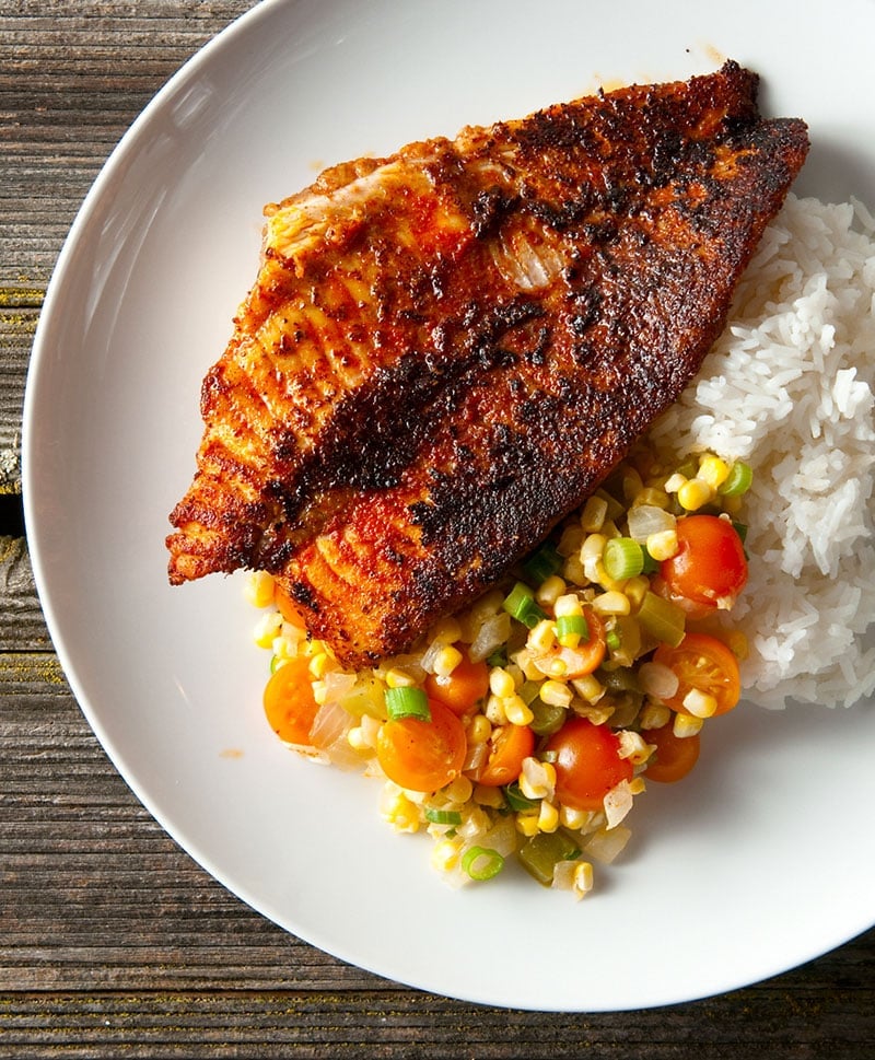 Blackened Catfish with Maque Choux