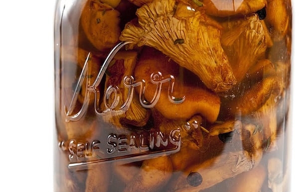 pickled chanterelles in a jar