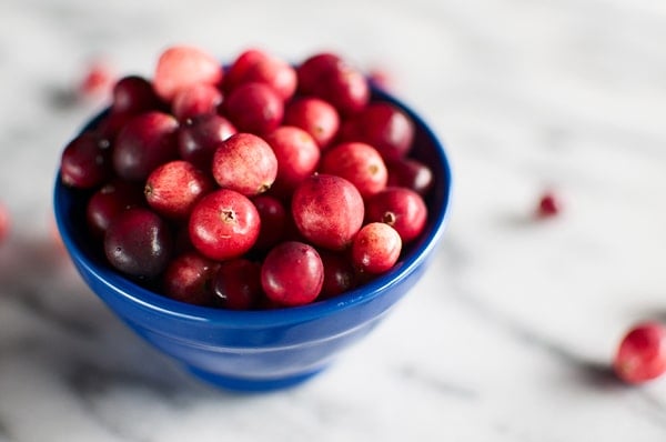 A bowl of wild cranberries