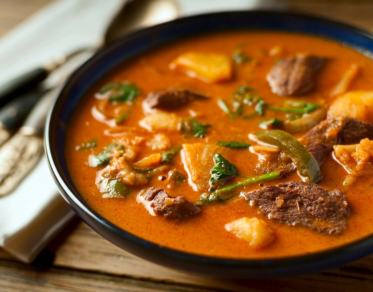 A bowl of duck curry