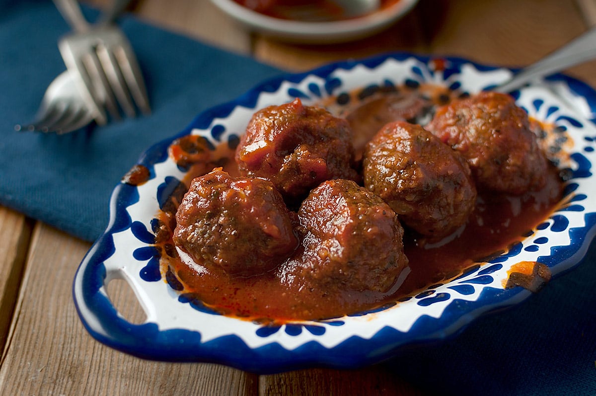 A platter of Greek meatballs