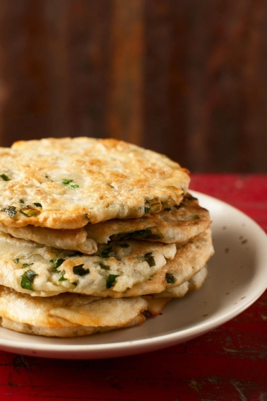 A stack of Chinese scallion pancakes