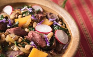 A bowl of Hank Shaw's venison stew recipe