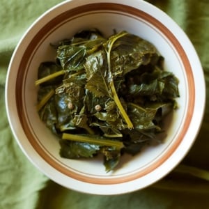 pickled mustard greens in a bowl