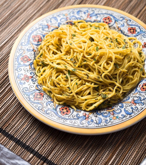 cattail pollen pasta recipe