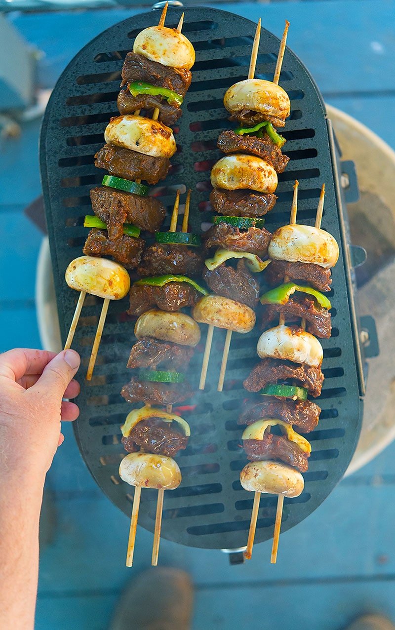 Bear Steaks with Kabobs