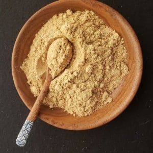 A bowl of finished acorn flour