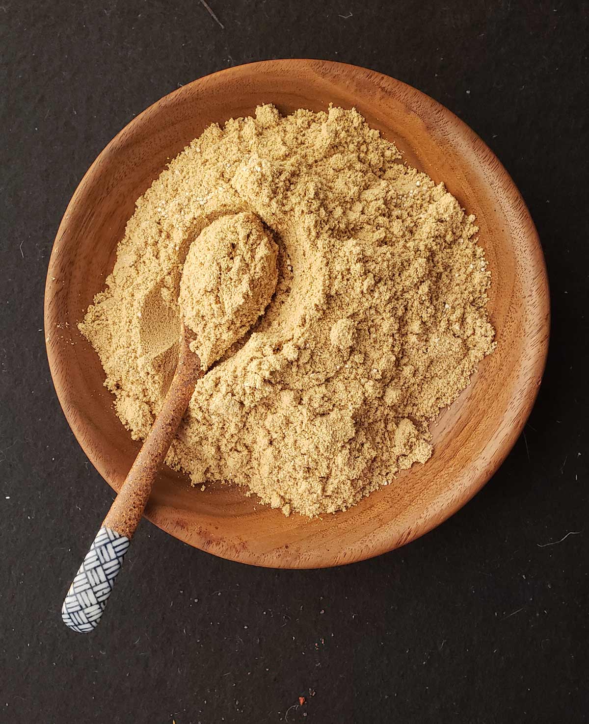 A bowl of finished acorn flour