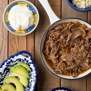 venison barbacoa with all the accompaniments