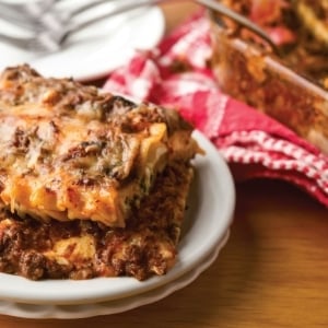 A plate of venison lasagna.