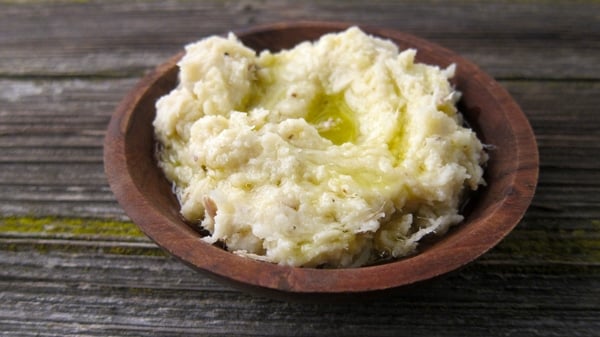 Mashed groundnut tubers, made into Greek Skordalia. 