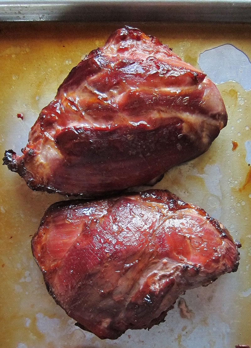 honey glazed ham right out of the smoker