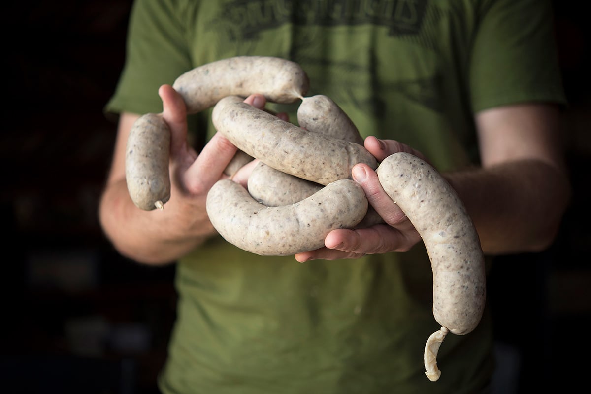 Several Sheboygan brats links made from turkey and pork