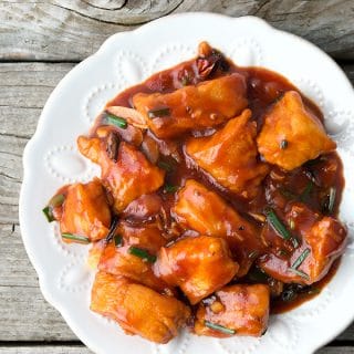 sweet and sour fish recipe on a plate