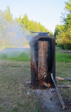 An old boiler used as a smoker