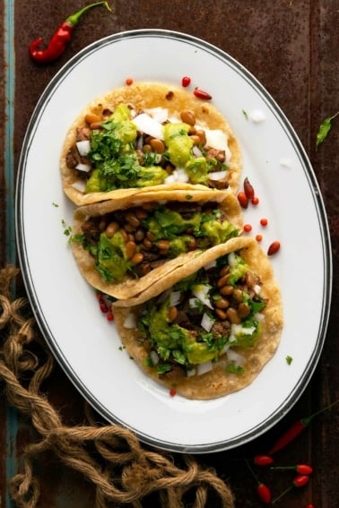 A platter of venison tacos.