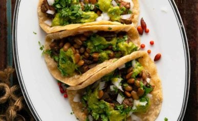 A platter of venison tacos.