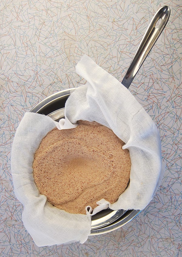 fresh acorn flour straining