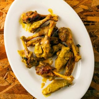 A platter of honey mustard duck wings.